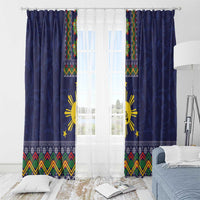 Philippines Merry Christmas Window Curtain Maligayang Pasko with Parol and Xmas Pattern Barong Style
