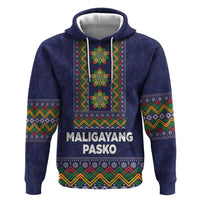 Philippines Merry Christmas Zip Hoodie Maligayang Pasko with Parol and Xmas Pattern Barong Style LT03 Pullover Hoodie Blue - Polynesian Pride