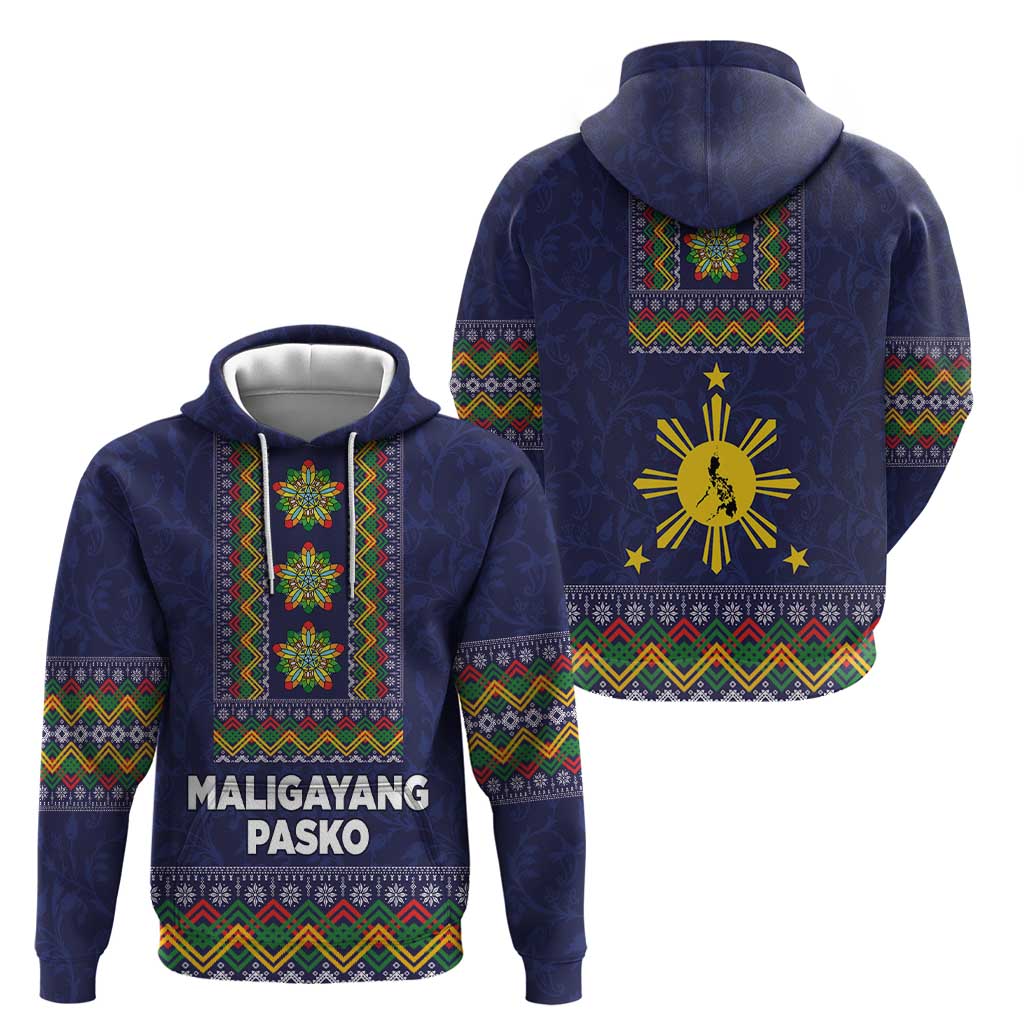 Philippines Merry Christmas Zip Hoodie Maligayang Pasko with Parol and Xmas Pattern Barong Style LT03 - Polynesian Pride