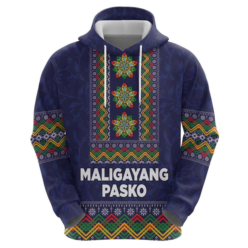 Philippines Merry Christmas Zip Hoodie Maligayang Pasko with Parol and Xmas Pattern Barong Style LT03 - Polynesian Pride