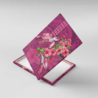 Hawaiian Turtle Love Couple Canvas Wall Art - Sweet Hibiscus and Kakau Pattern Rose Color LT03 With Frame Pink - Polynesian Pride