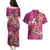 Hawaiian Turtle Love Couple Couples Matching Puletasi and Hawaiian Shirt - Sweet Hibiscus and Kakau Pattern Rose Color