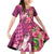 Hawaiian Turtle Love Couple Family Matching Off Shoulder Short Dress and Hawaiian Shirt - Sweet Hibiscus and Kakau Pattern Rose Color