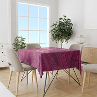 Hawaiian Turtle Love Couple Tablecloth - Sweet Hibiscus and Kakau Pattern Rose Color LT03 - Polynesian Pride