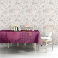 Hawaiian Turtle Love Couple Tablecloth - Sweet Hibiscus and Kakau Pattern Rose Color LT03 - Polynesian Pride