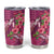 Hawaiian Turtle Love Couple Tumbler Cup Sweet Hibiscus and Kakau Pattern Rose Color