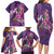 Hawaiian Turtle Love Couple Family Matching Long Sleeve Bodycon Dress and Hawaiian Shirt - Sweet Hibiscus and Kakau Pattern Deep Purple Color