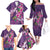 Hawaiian Turtle Love Couple Family Matching Off The Shoulder Long Sleeve Dress and Hawaiian Shirt - Sweet Hibiscus and Kakau Pattern Deep Purple Color