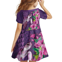 Hawaiian Turtle Love Couple Family Matching Tank Maxi Dress and Hawaiian Shirt - Sweet Hibiscus and Kakau Pattern Deep Purple Color