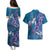 Hawaiian Turtle Love Couple Couples Matching Puletasi and Hawaiian Shirt - Sweet Hibiscus and Kakau Pattern Sapphire Color