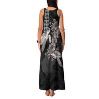 Hawaiian Turtle Love Couple Family Matching Tank Maxi Dress and Hawaiian Shirt - Sweet Hibiscus and Kakau Pattern Grayscale Color LT03 - Polynesian Pride