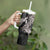 Hawaiian Turtle Love Couple Tumbler With Handle Sweet Hibiscus and Kakau Pattern Grayscale Color