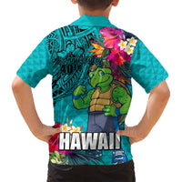 Hawaii Great Aloha Run 40th Anniversary Kid Hawaiian Shirt With Turtle Mascot Marathon Hibiscus and Kakau LT03 - Polynesian Pride