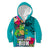 Hawaii Great Aloha Run 40th Anniversary Kid Hoodie With Turtle Mascot Marathon Hibiscus and Kakau LT03 Zip Hoodie Turquoise - Polynesian Pride