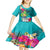 Hawaii Great Aloha Run 40th Anniversary Kid Short Sleeve Dress With Turtle Mascot Marathon Hibiscus and Kakau LT03 - Polynesian Pride