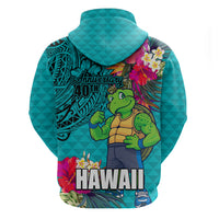 Hawaii Great Aloha Run 40th Anniversary Zip Hoodie With Turtle Mascot Marathon Hibiscus and Kakau LT03 - Polynesian Pride