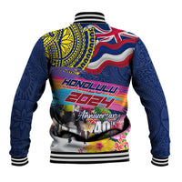 Hawaii Great Aloha Run 40th Anniversary Baseball Jacket Hibiscus and Kakau Pattern LT03 - Polynesian Pride