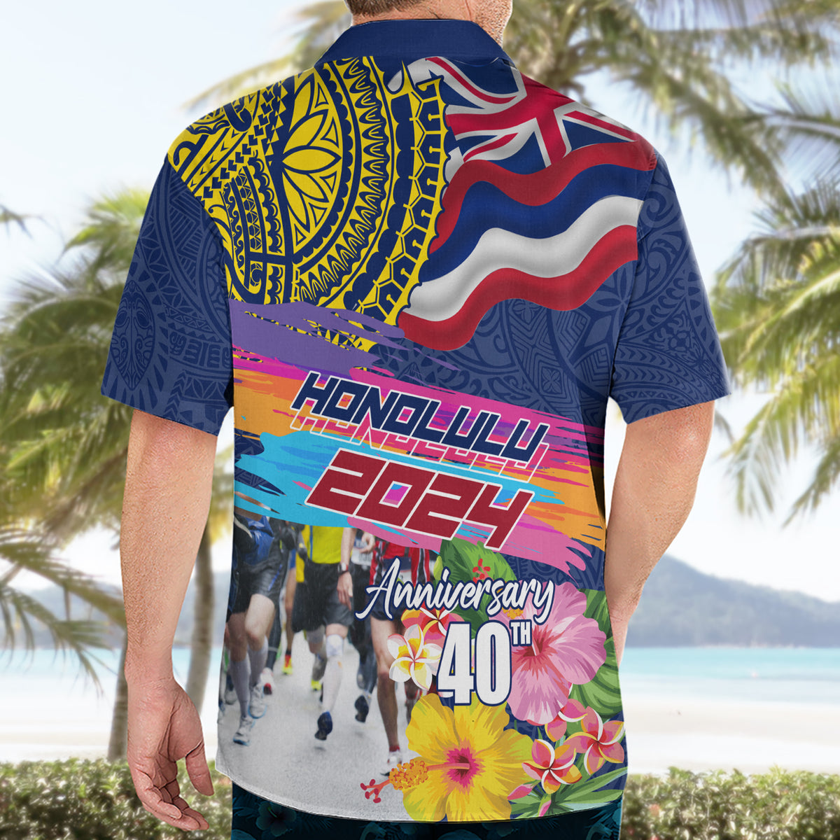 Hawaii Great Aloha Run 40th Anniversary Hawaiian Shirt Hibiscus and Kakau Pattern LT03 - Polynesian Pride