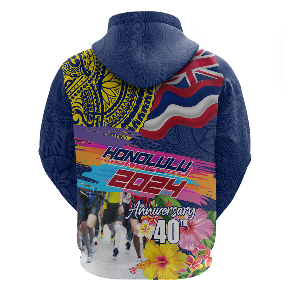 Hawaii Great Aloha Run 40th Anniversary Hoodie Hibiscus and Kakau Pattern LT03 - Polynesian Pride