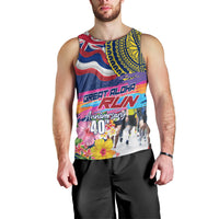 Hawaii Great Aloha Run 40th Anniversary Men Tank Top Hibiscus and Kakau Pattern LT03 - Polynesian Pride