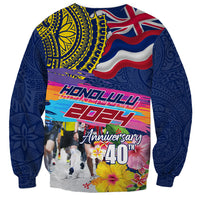 Hawaii Great Aloha Run 40th Anniversary Sweatshirt Hibiscus and Kakau Pattern LT03 - Polynesian Pride
