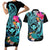 Hawaii Couples Matching Short Sleeve Bodycon Dress and Hawaiian Shirt Whale Mix Hibiscus and Kanaka Maoli LT03 Black - Polynesian Pride