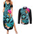 Hawaii Couples Matching Summer Maxi Dress and Long Sleeve Button Shirt Whale Mix Hibiscus and Kanaka Maoli LT03 Black - Polynesian Pride