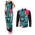 Hawaii Couples Matching Tank Maxi Dress and Long Sleeve Button Shirt Whale Mix Hibiscus and Kanaka Maoli LT03 Black - Polynesian Pride
