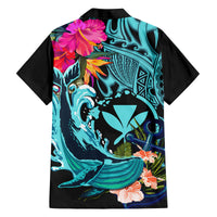 Hawaii Family Matching Off Shoulder Short Dress and Hawaiian Shirt Whale Mix Hibiscus and Kanaka Maoli LT03 - Polynesian Pride