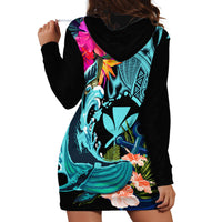 Hawaii Hoodie Dress Whale Mix Hibiscus and Kanaka Maoli LT03 - Polynesian Pride