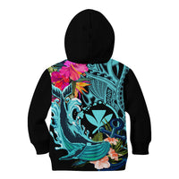 Hawaii Kid Hoodie Whale Mix Hibiscus and Kanaka Maoli LT03 - Polynesian Pride