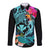 Hawaii Long Sleeve Button Shirt Whale Mix Hibiscus and Kanaka Maoli LT03 Unisex Black - Polynesian Pride