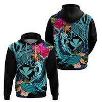 Hawaii Zip Hoodie Whale Mix Hibiscus and Kanaka Maoli LT03 - Polynesian Pride