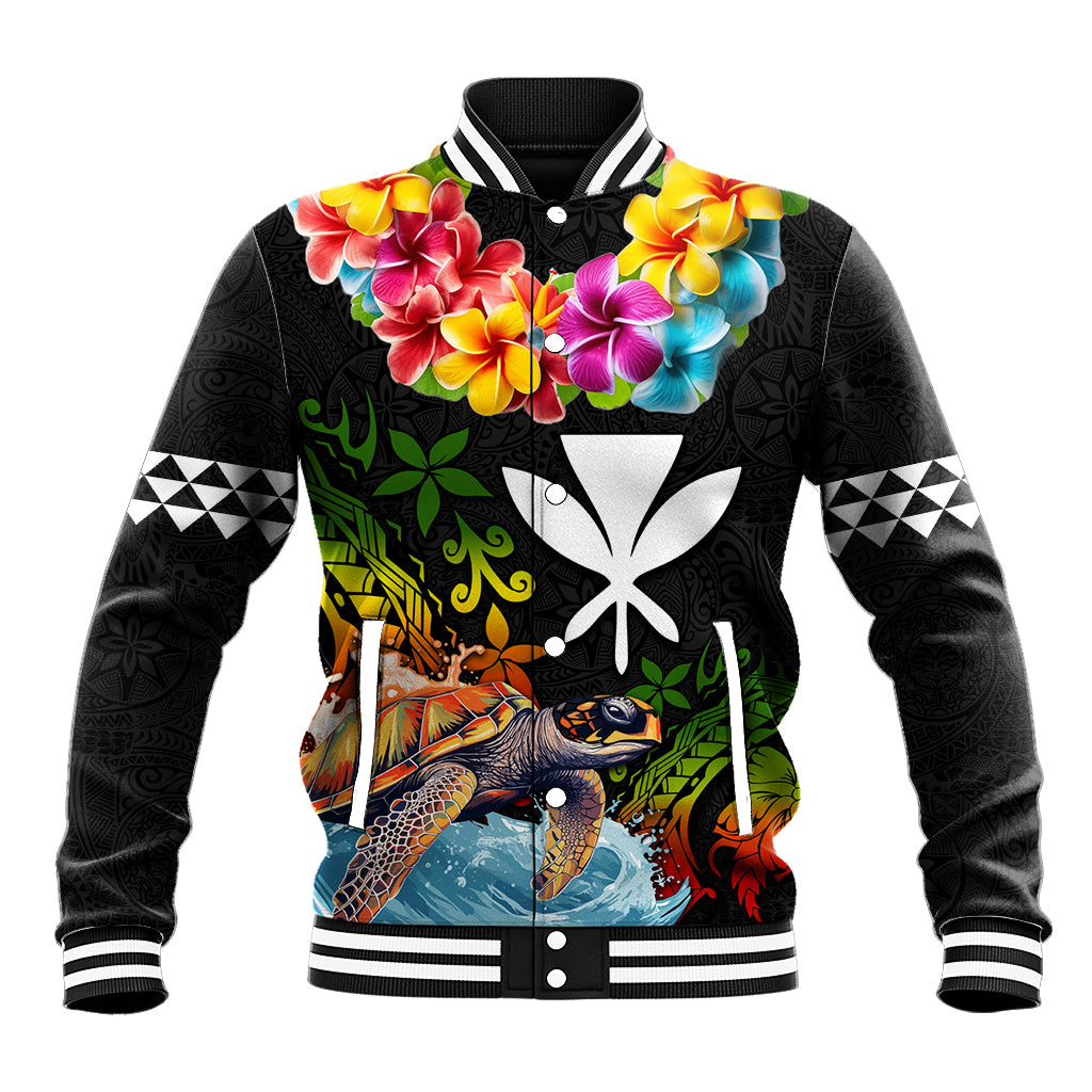 Hawaii Lei Day Baseball Jacket Hibiscus Wreath and Polynesian Pattern