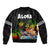 Hawaii Lei Day Bomber Jacket Hibiscus Wreath and Polynesian Pattern
