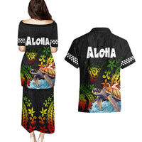 Hawaii Lei Day Couples Matching Puletasi and Hawaiian Shirt Hibiscus Wreath and Polynesian Pattern LT03 - Polynesian Pride