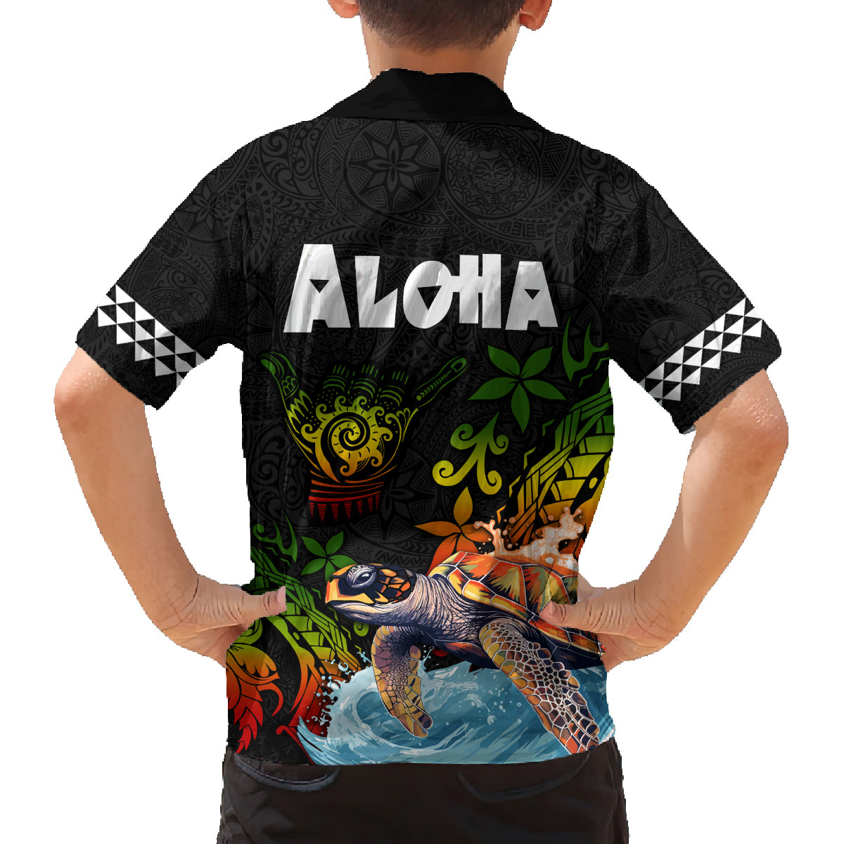 Hawaii Lei Day Family Matching Tank Maxi Dress and Hawaiian Shirt Hibiscus Wreath and Polynesian Pattern LT03 - Polynesian Pride