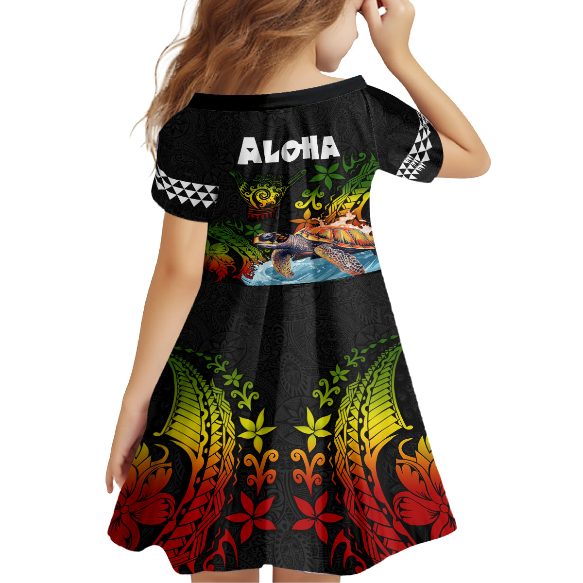 Hawaii Lei Day Family Matching Tank Maxi Dress and Hawaiian Shirt Hibiscus Wreath and Polynesian Pattern LT03 - Polynesian Pride
