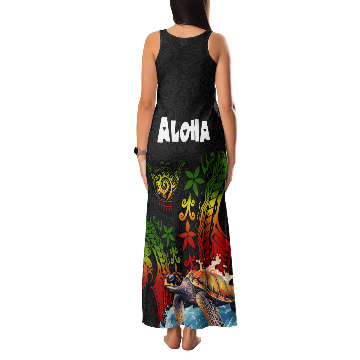 Hawaii Lei Day Family Matching Tank Maxi Dress and Hawaiian Shirt Hibiscus Wreath and Polynesian Pattern LT03 - Polynesian Pride