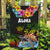 Hawaii Lei Day Garden Flag Hibiscus Wreath and Polynesian Pattern