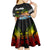 Hawaii Lei Day Kid Short Sleeve Dress Hibiscus Wreath and Polynesian Pattern