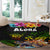 Hawaii Lei Day Round Carpet Hibiscus Wreath and Polynesian Pattern