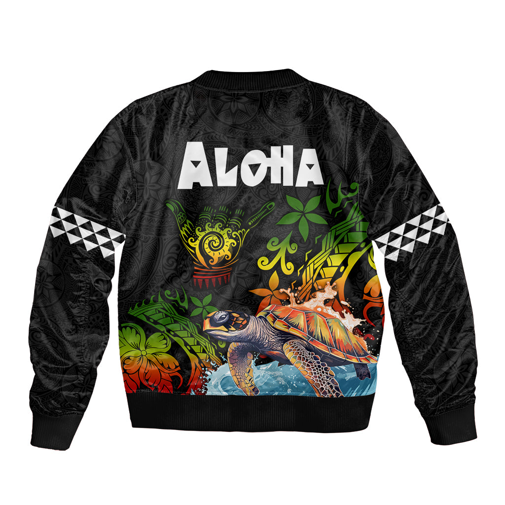 Hawaii Lei Day Sleeve Zip Bomber Jacket Hibiscus Wreath and Polynesian Pattern LT03 - Polynesian Pride
