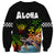 Hawaii Lei Day Sweatshirt Hibiscus Wreath and Polynesian Pattern