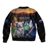 Australia and New Zealand ANZAC Day Bomber Jacket Tui Bird and Koala mix Maori and Aboriginal Pattern