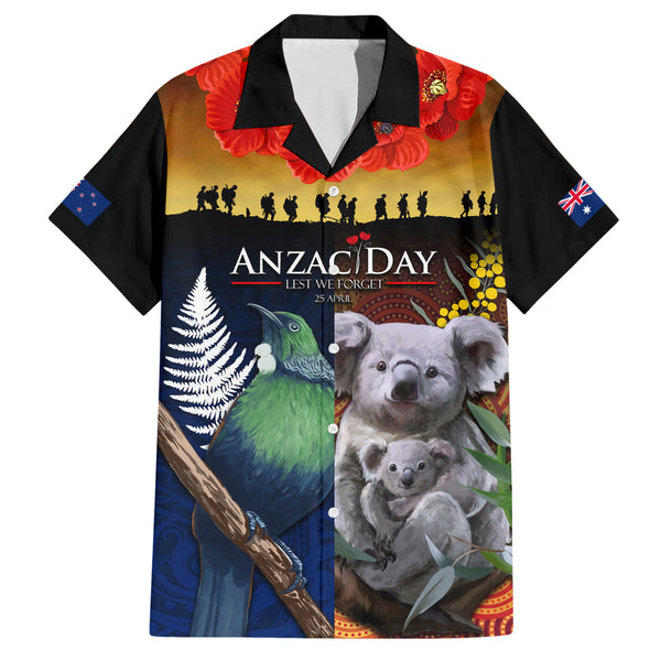 New Zealand Custom Personalised Short Sleeve Shirt Anzac Day Flag Maori Patterns main image 1