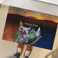 Australia and New Zealand ANZAC Day Rubber Doormat Tui Bird and Koala mix Maori and Aboriginal Pattern