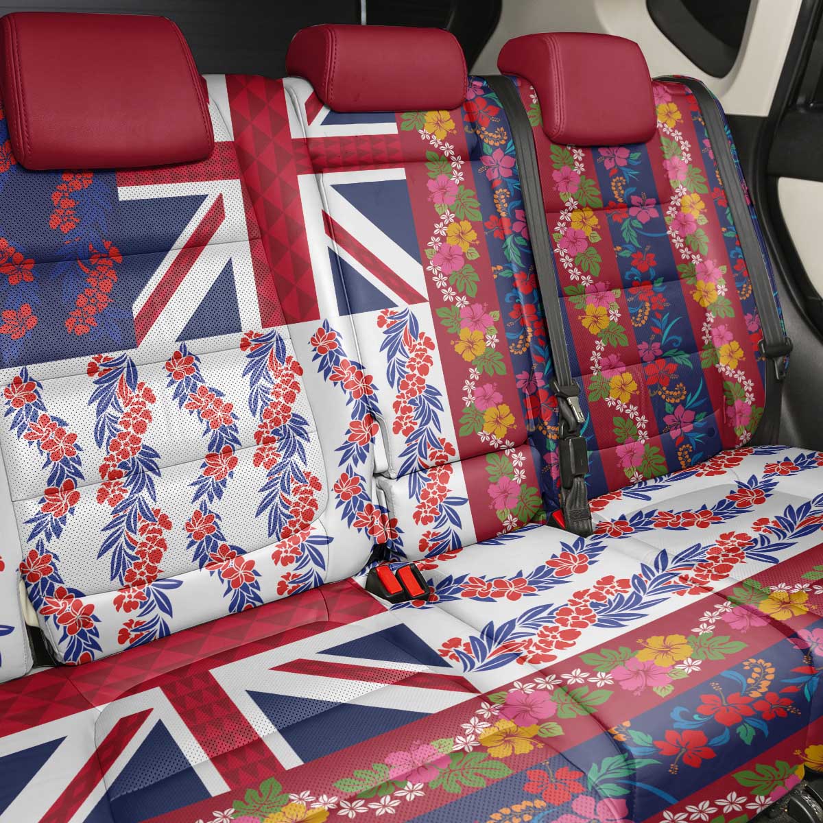 Hawaiian Lei Back Car Seat Cover National Flag Striped Style LT03 - Polynesian Pride