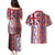 Hawaiian Lei Couples Matching Puletasi and Hawaiian Shirt National Flag Striped Style