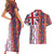 Hawaiian Lei Couples Matching Short Sleeve Bodycon Dress and Hawaiian Shirt National Flag Striped Style